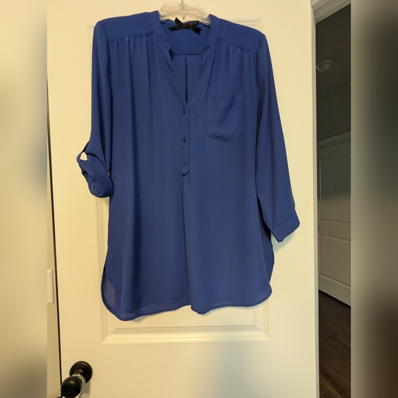 Calvin Klein Tops - NWOT-Calvin Klein Blue Roll-Tab Tunic Blouse-Never Worn